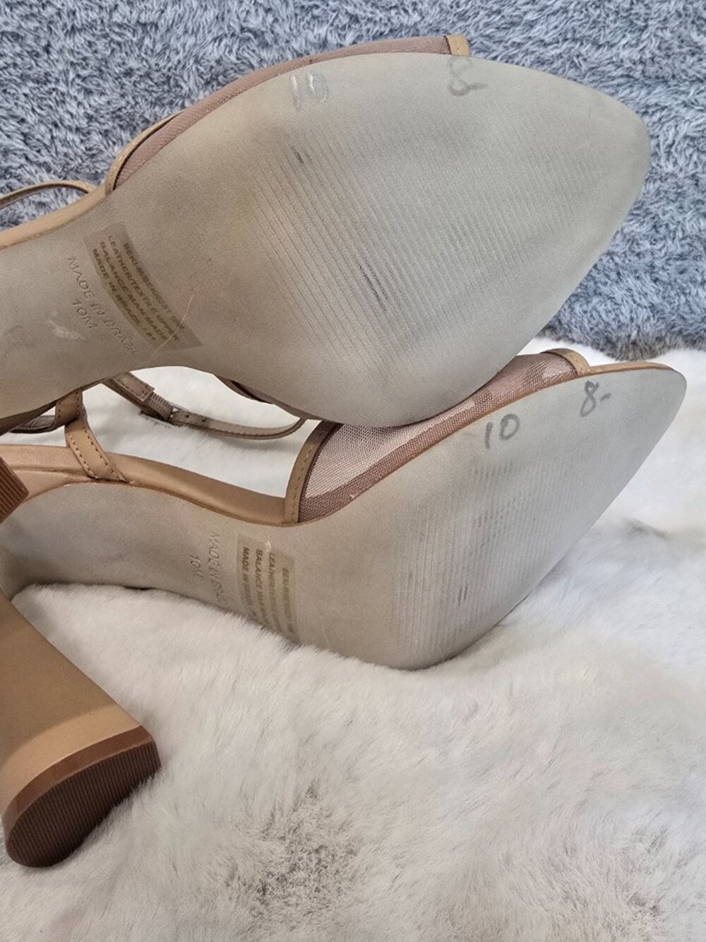 Steve Madden Beki Heeled Sandals Beige Mesh Classic Neutral Women's Size 10 NEW - Picture 8 of 10